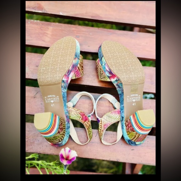 NWOB L’ Artiste Leilanie Sling Back Sandals With Block Heel Art to Wear US 9.5 M - Picture 7 of 12